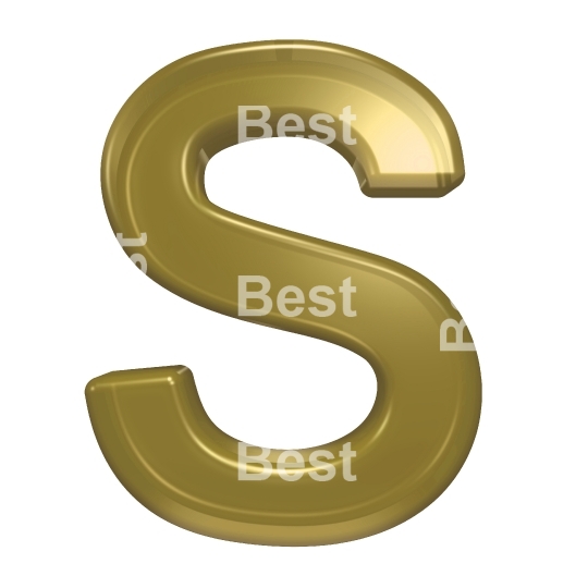 One letter from yellow glass alphabet set, isolated on white.