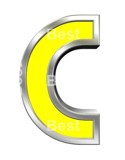 One letter from yellow with chrome frame alphabet set