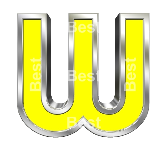 One letter from yellow with chrome frame alphabet set