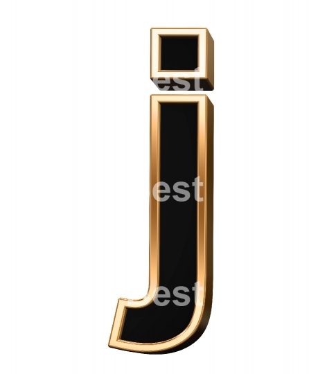 One lower case letter from black with copper shiny frame alphabet set, isolated on white