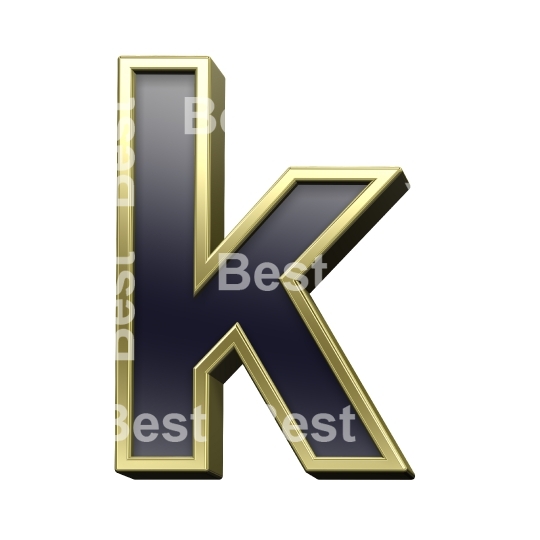 One lower case letter from black with gold alphabet set