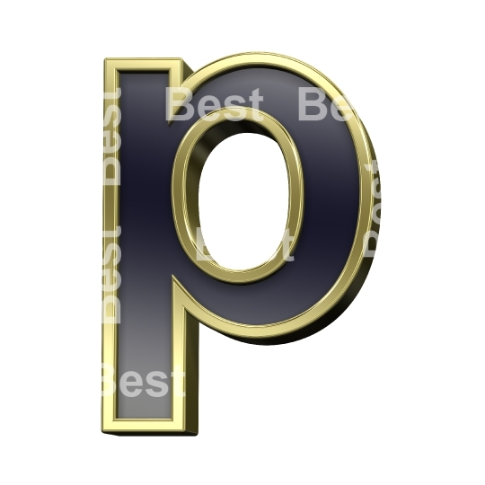 One lower case letter from black with gold alphabet set
