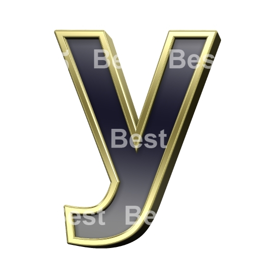 One lower case letter from black with gold alphabet set