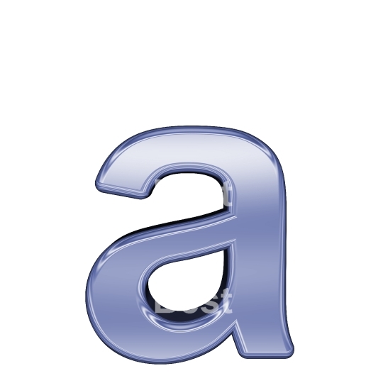 One lower case letter from blue chrome alphabet set
