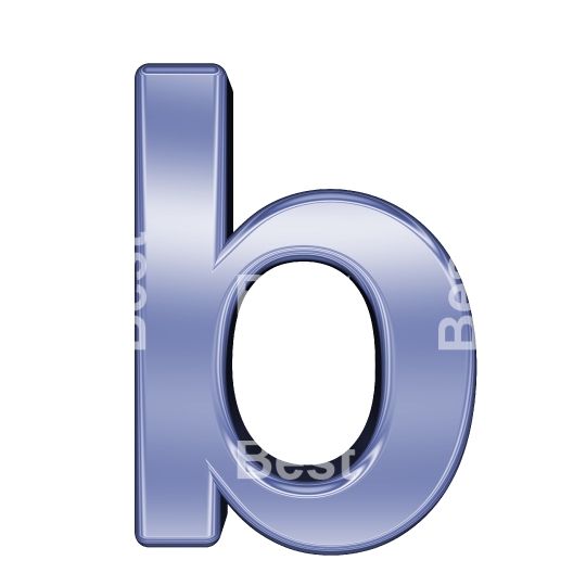 One lower case letter from blue chrome alphabet set