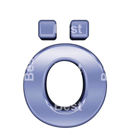 One lower case letter from blue chrome alphabet set