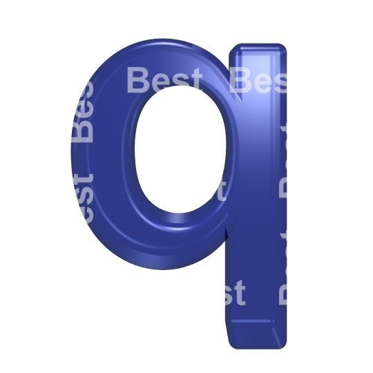 One lower case letter from blue glass alphabet set