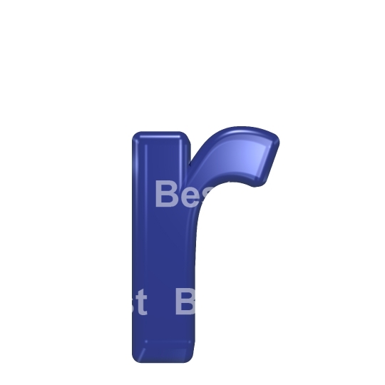 One lower case letter from blue glass alphabet set