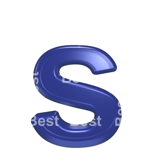 One lower case letter from blue glass alphabet set