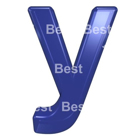 One lower case letter from blue glass alphabet set