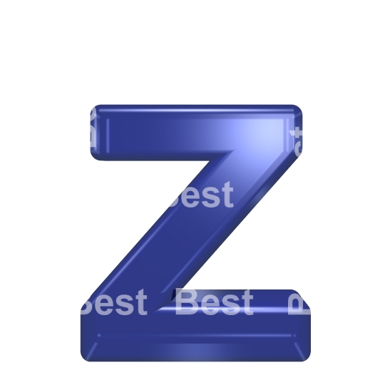 One lower case letter from blue glass alphabet set