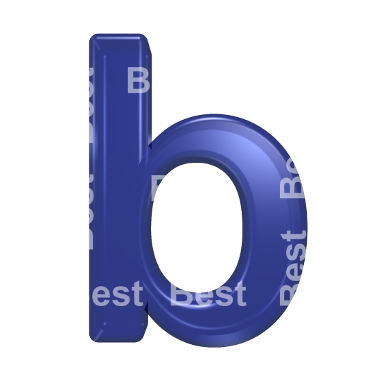 One lower case letter from blue glass alphabet set