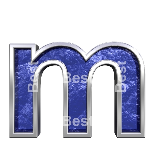 One lower case letter from blue glass cast alphabet set