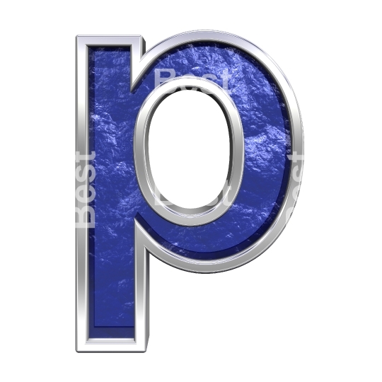 One lower case letter from blue glass cast alphabet set