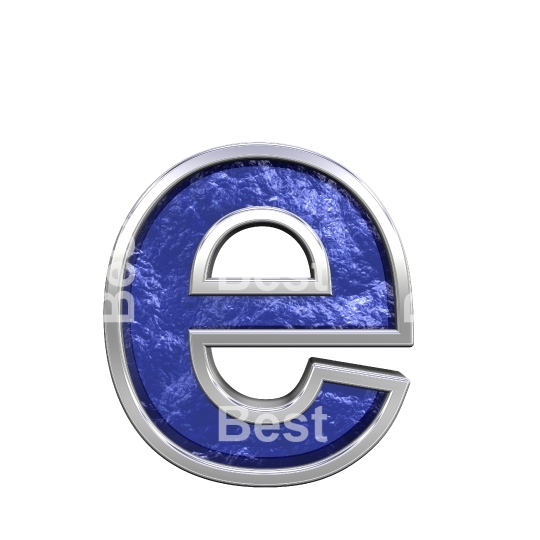 One lower case letter from blue glass cast alphabet set