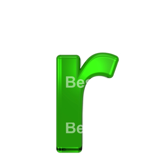 One lower case letter from emerald alphabet set, isolated on white