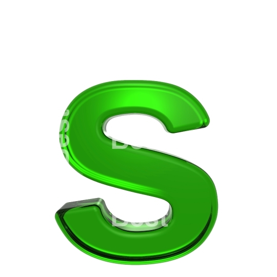 One lower case letter from emerald alphabet set, isolated on white