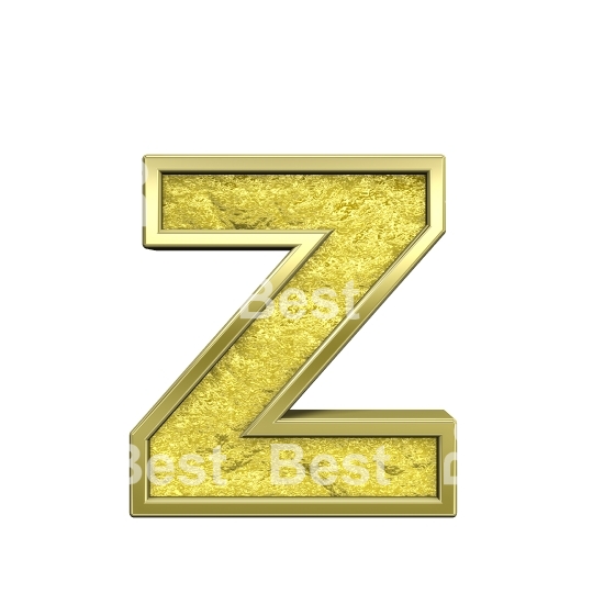 One lower case letter from gold cast alphabet set