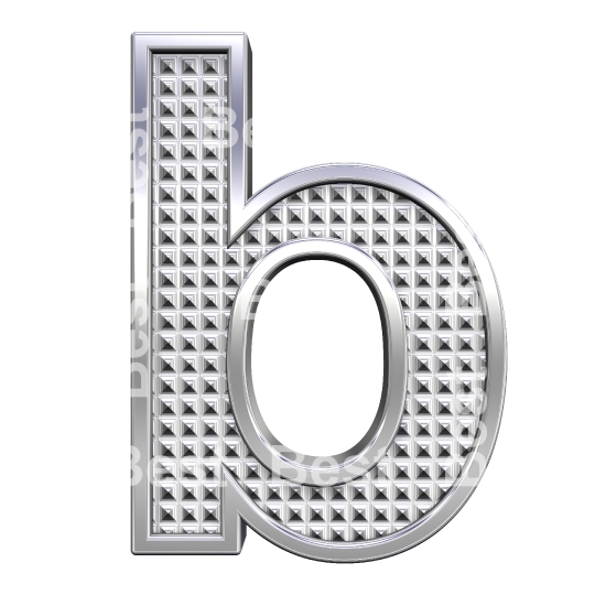 One lower case letter from knurled chrome alphabet set