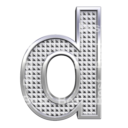 One lower case letter from knurled chrome alphabet set