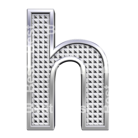 One lower case letter from knurled chrome alphabet set