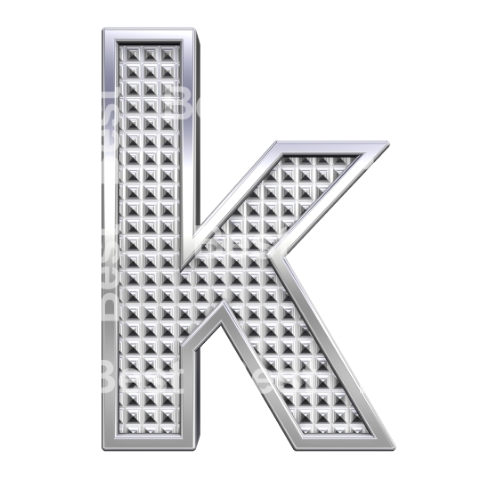 One lower case letter from knurled chrome alphabet set