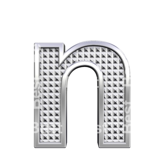 One lower case letter from knurled chrome alphabet set