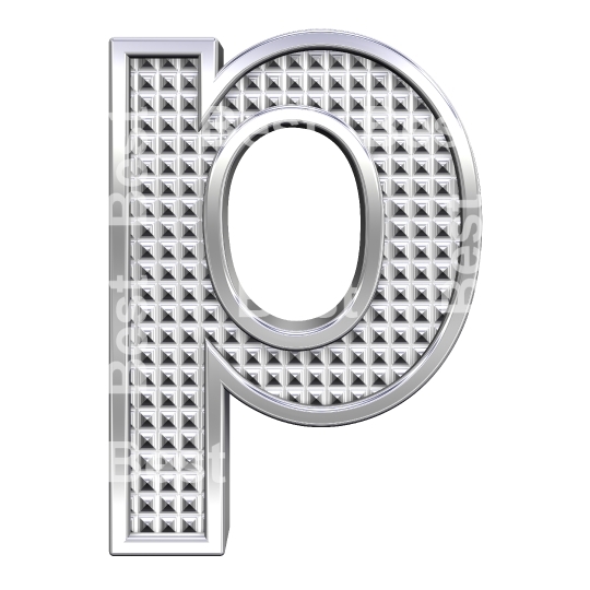 One lower case letter from knurled chrome alphabet set