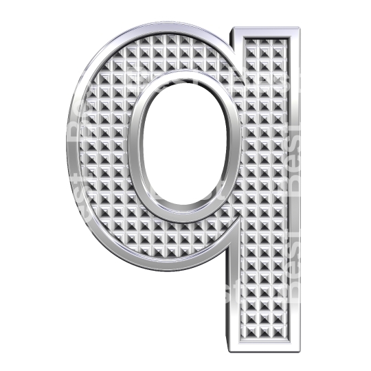 One lower case letter from knurled chrome alphabet set