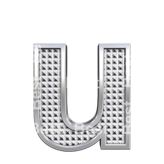 One lower case letter from knurled chrome alphabet set