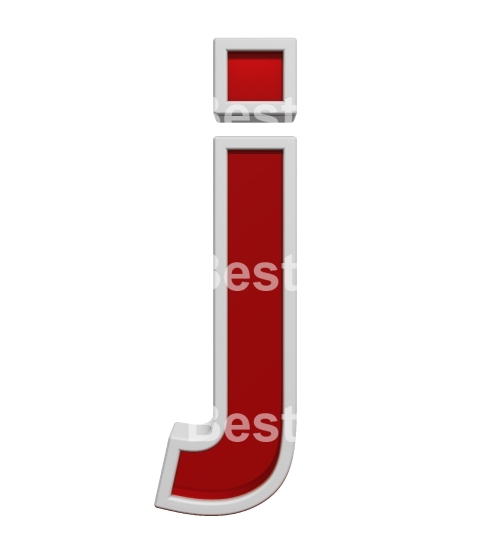 One lower case letter from red glass with white frame alphabet set, isolated on white. 