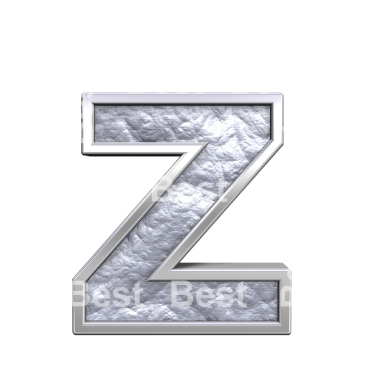 One lower case letter from silver cast alphabet set