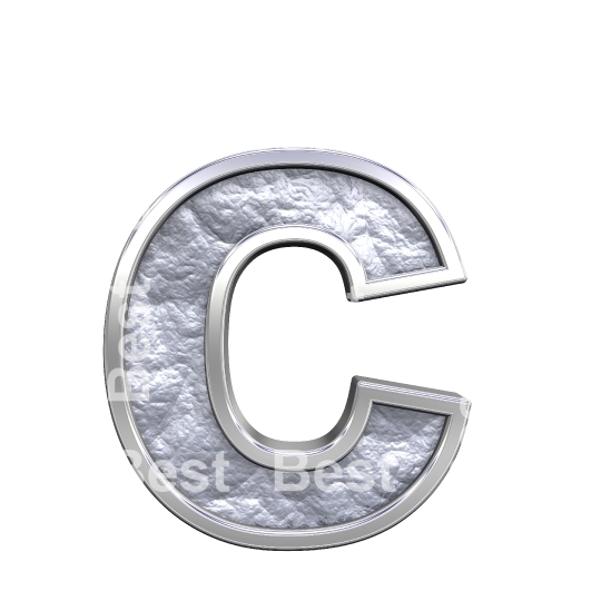 One lower case letter from silver cast alphabet set