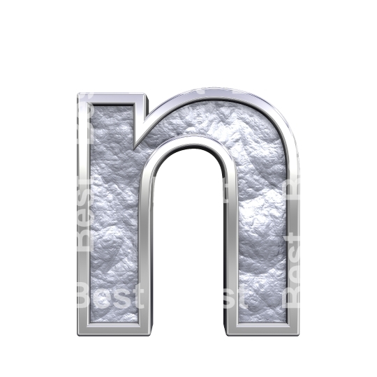 One lower case letter from silver cast alphabet set