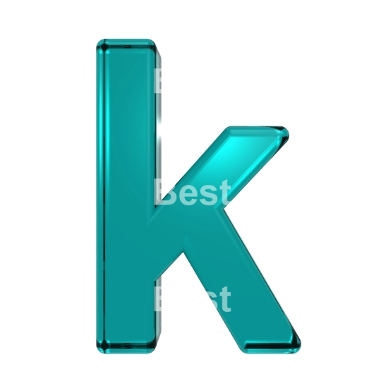 One lower case letter from turquoise alphabet set, isolated on white.