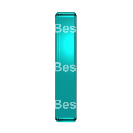 One lower case letter from turquoise alphabet set, isolated on white.