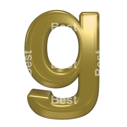 One lower case letter from yellow glass alphabet set, isolated on white.