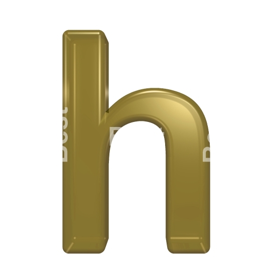 One lower case letter from yellow glass alphabet set, isolated on white.