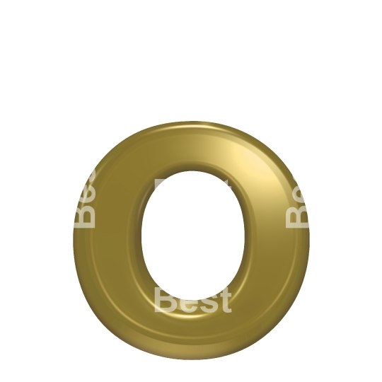 One lower case letter from yellow glass alphabet set, isolated on white.