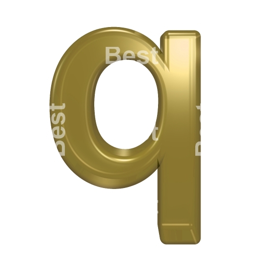 One lower case letter from yellow glass alphabet set, isolated on white.
