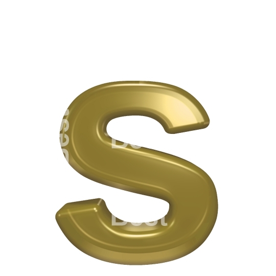 One lower case letter from yellow glass alphabet set, isolated on white.