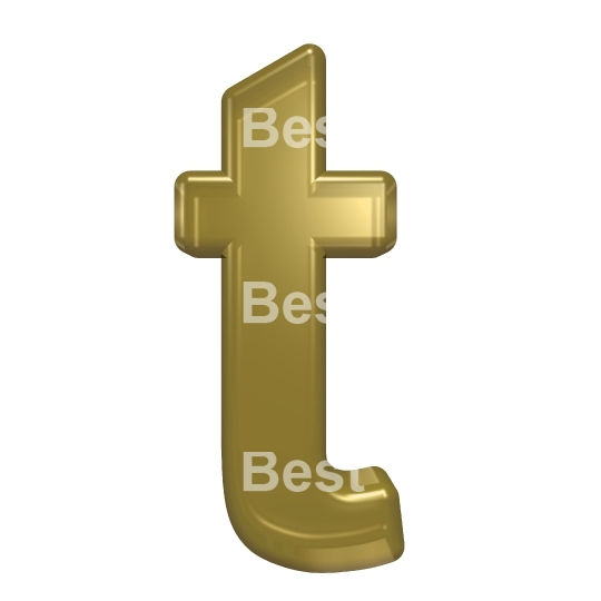 One lower case letter from yellow glass alphabet set, isolated on white.