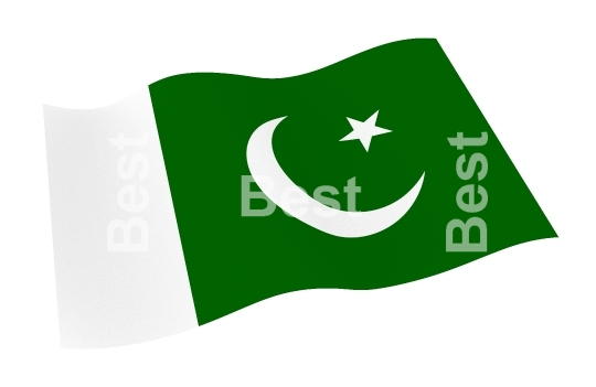 Pakistan flag isolated on white background with clipping path from world flags set