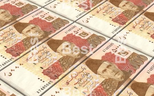 Pakistan rupee bills stacks background