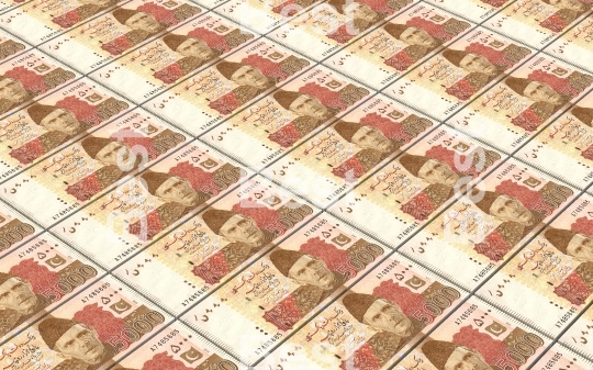 Pakistan rupee bills stacks background