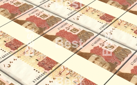 Pakistan rupee bills stacks background