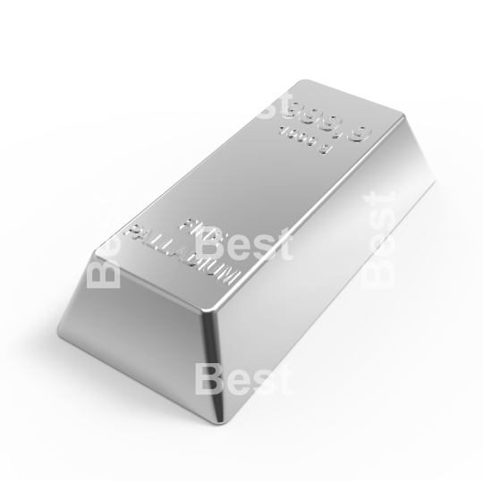 Palladium ingot isolated on white.