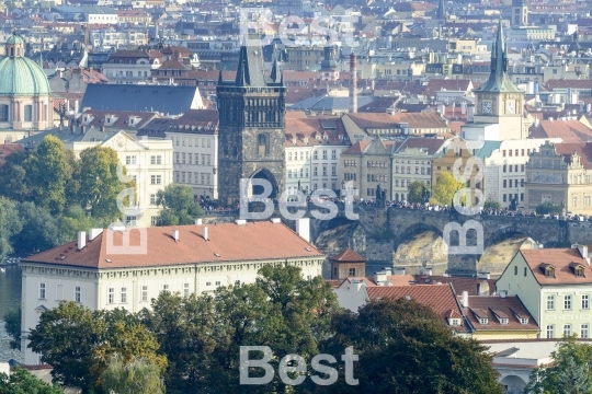 Panoramic aerial view of Prague