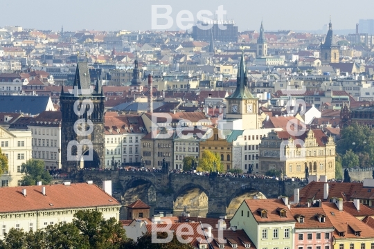 Panoramic aerial view of Prague