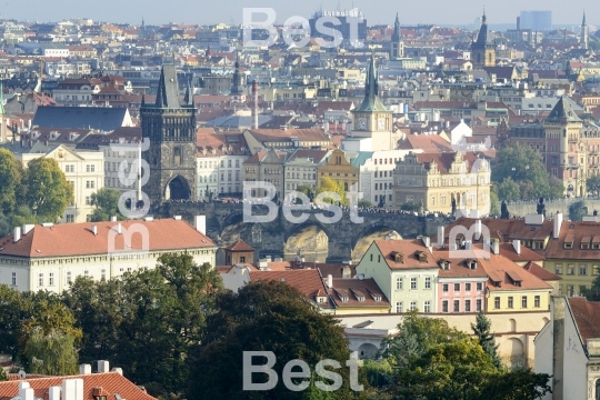 Panoramic aerial view of Prague